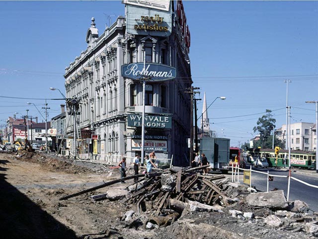 The Road at the Junction being torn up as part of its redevelopment ca1972